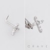 MULTI CZ CROSS CRUCIFIX  316L SURGICAL STEEL L-SHAPE NOSE RING
